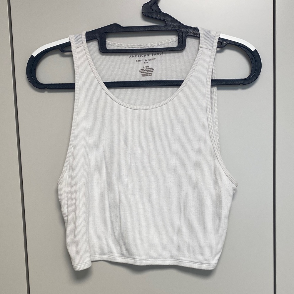 American Eagle Outfitters Soft White Cropped Tank Top